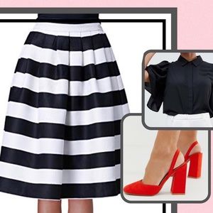 Striped A Line Skirt